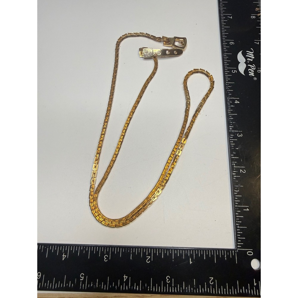 Gold Tone Metal Chain Link Buckle Belt Skinny Box Link Adjustable 31 Inch - Picture 1 of 4